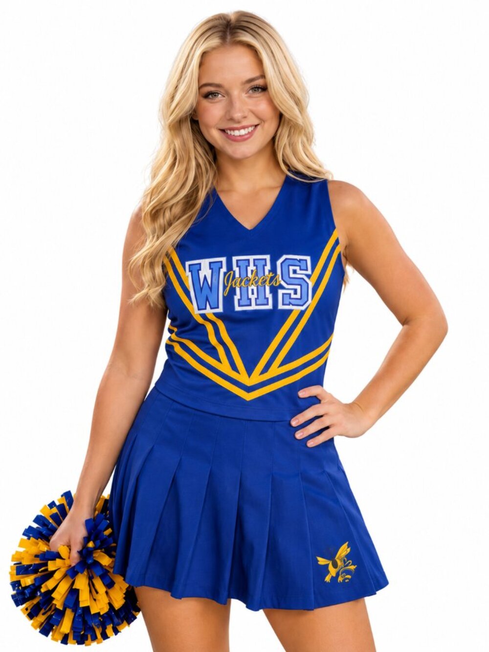 Cheerleader & Danzteam WHS Jackets Cheer Uniform Set Adult Small Blue Gold USA
